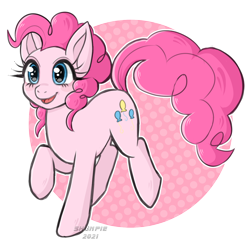 Size: 1492x1460 | Tagged: safe, artist:shunpie, pinkie pie, earth pony, pony, g4, cute, diapinkes, female, mare, open mouth, open smile, smiling, solo, sparkly eyes, wingding eyes