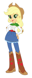 Size: 697x1674 | Tagged: artist needed, safe, applejack, equestria girls, g4, applejack's hat, boots, clothes, cowboy hat, cowgirl, female, hand on hip, hat, high heel boots, jeans, long sleeves, looking at you, new outfit, open mouth, outfit, pants, shoes, simple background, skirt, solo, stetson, transparent background, vector