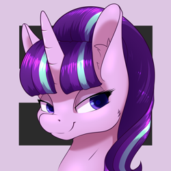Size: 2000x2000 | Tagged: safe, artist:aquaticvibes, starlight glimmer, pony, unicorn, g4, cute, ear fluff, equal cutie mark, female, glimmerbetes, high res, lidded eyes, looking at you, mare, s5 starlight, smiling, smug, solo