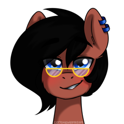 Size: 700x700 | Tagged: safe, artist:cottonsweets, oc, oc:benjamin terrance tover, earth pony, pony, ear piercing, earring, glasses, head only, jewelry, male oc, piercing