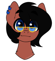 Size: 1000x1100 | Tagged: safe, artist:cottonsweets, oc, oc:benjamin terrance tover, earth pony, pony, ear piercing, earring, glasses, head only, jewelry, piercing