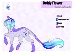 Size: 4961x3508 | Tagged: safe, artist:oneiria-fylakas, oc, oc only, oc:coldy flower, earth pony, pony, female, mare, reference sheet, solo