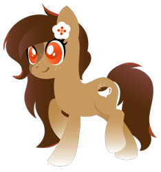 Size: 3000x3200 | Tagged: artist needed, safe, oc, oc only, oc:cocoa, earth pony, pony, coat markings, cute, earth pony oc, female, flower, flower in hair, freckles, high res, mare, ocbetes, socks (coat markings), solo