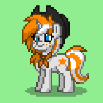 Size: 211x211 | Tagged: safe, oc, oc only, oc:sunset star, pony, unicorn, pony town, cowboy hat, female, freckles, hat, horn, mare, neckerchief, pixel art, solo, unicorn oc