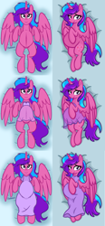 Size: 3352x7200 | Tagged: safe, artist:chelseawest, part of a set, oc, oc only, oc:melody aurora, alicorn, pony, alicorn oc, belly button, body pillow, body pillow design, clothes, cute, dress, female, heart eyes, horn, linea nigra, lingerie, looking at you, lying, lying down, ocbetes, offspring, parent:flash sentry, parent:twilight sparkle, parents:flashlight, part of a series, pregnant, solo, wingding eyes, wings