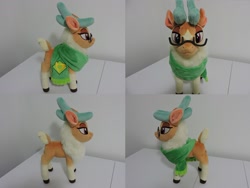 Size: 1597x1199 | Tagged: safe, artist:little-broy-peep, cashmere (tfh), deer, reindeer, them's fightin' herds, clothes, community related, glasses, irl, photo, plushie, scarf, solo