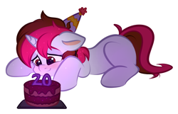 Size: 4000x2574 | Tagged: safe, artist:vetta, oc, oc only, oc:vetta, pony, unicorn, cake, female, food, hat, high res, mare, party hat, solo