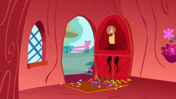 Size: 1280x720 | Tagged: safe, screencap, g4, season 1, the ticket master, background, confetti, door, golden oaks library, liminal space, no pony, scenic ponyville