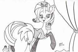 Size: 1920x1275 | Tagged: safe, artist:zeloshoney, rarity, pony, unicorn, g4, clothes, cosplay, costume, crossover, disney, female, lipstick, monochrome, ms. kitty mouse, solo, the great mouse detective