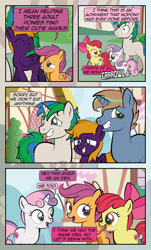 Size: 1920x3169 | Tagged: safe, artist:alexdti, apple bloom, scootaloo, sweetie belle, oc, oc:brainstorm (alexdti), oc:purple creativity, oc:star logic, earth pony, pegasus, pony, unicorn, comic:quest for friendship, g4, comic, cutie mark crusaders, female, male, mare, misspelling, stallion