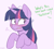 Size: 987x887 | Tagged: safe, artist:higglytownhero, twilight sparkle, pony, unicorn, g4, blushing, dialogue, embarrassed, fanfic, female, implied spike, offscreen character, solo, unicorn twilight