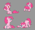 Size: 883x754 | Tagged: safe, artist:lost marbles, pinkie pie, earth pony, pony, g4, :p, behaving like a cat, biting, crouching, cute, digital art, eyes closed, female, open mouth, open smile, sitting, smiling, tail bite, tongue out, unshorn fetlocks