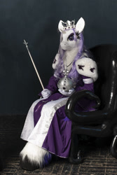 Size: 667x1000 | Tagged: safe, artist:essorille, princess platinum, pony, unicorn, g4, chair, clothes, crown, fursuit, irl, jewelry, orb, photo, regalia, robe, scepter