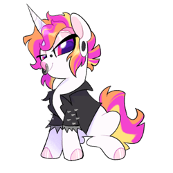 Size: 1280x1280 | Tagged: safe, artist:renhorse, oc, oc only, oc:tough cookie, pony, unicorn, clothes, female, jacket, mare, nose piercing, nose ring, piercing, simple background, solo, transparent background