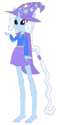 Size: 275x597 | Tagged: safe, artist:loomytyranny, trixie, human, equestria girls, g4, 1000 hours in ms paint, barefoot, cape, clothes, feet, female, hat, ponied up, solo, trixie's cape, trixie's hat