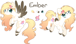 Size: 1916x1108 | Tagged: safe, artist:cinnamontee, oc, oc only, oc:ember (cinnamontee), pegasus, pony, female, mare, simple background, solo, transparent background, two toned wings, wings