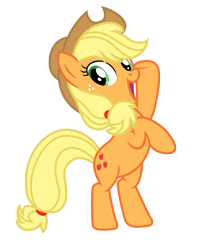 Size: 1918x2390 | Tagged: safe, artist:third uncle, applejack, earth pony, pony, g4, the cutie map, applejack's hat, bipedal, cowboy hat, cute, female, hat, looking at you, mare, open mouth, pose, raised hoof, simple background, solo, transparent background, vector