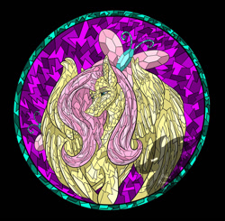 Size: 1024x1002 | Tagged: safe, artist:blackdragonart98, fluttershy, pegasus, pony, g4, solo, stained glass, watermark