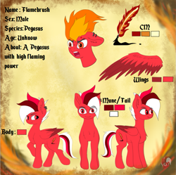 Size: 807x804 | Tagged: safe, artist:joaothejohn, oc, oc only, oc:flamebrush, pegasus, pony, fire, pegasus oc