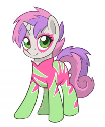 Size: 1500x1810 | Tagged: safe, artist:asimos, artist:maytee, sweetie belle, pony, unicorn, g4, season 1, the show stoppers, clothes, costume, show stopper outfits, simple background, solo, white background