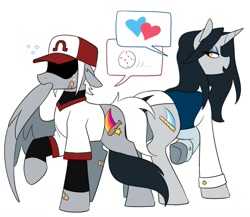 Size: 1233x1068 | Tagged: safe, artist:redxbacon, oc, oc only, oc:critical strike, oc:single strike, pegasus, pony, unicorn, clothes, female, hat, missing wing, siblings, sisters