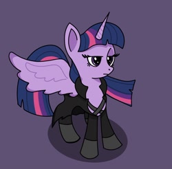 Size: 1416x1391 | Tagged: safe, artist:raritycangetit:), twilight sparkle, alicorn, pony, g4, clothes, cosplay, costume, final fantasy, final fantasy vii, missing wing, one winged alicorn, one winged angel, sephiroth, twilight sparkle (alicorn), wings