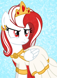 Size: 1080x1469 | Tagged: safe, artist:fruiitypieq, artist:shycookieq, oc, oc only, pegasus, pony, base used, clothes, dress, ear piercing, earring, eyelashes, female, frown, jewelry, looking back, mare, pegasus oc, piercing, solo, tiara, wings