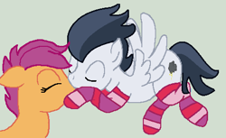 Size: 478x292 | Tagged: safe, artist:3d4d, rumble, scootaloo, pegasus, pony, g4, duo, female, kiss on the lips, kissing, male, ship:rumbloo, shipping, straight