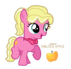 Size: 645x629 | Tagged: safe, artist:hate-love12, oc, oc only, oc:golden apple, earth pony, pony, bowtie, female, filly, magical lesbian spawn, offspring, parent:apple bloom, parent:diamond tiara, parents:diamondbloom, simple background, solo, transparent background
