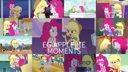 Size: 1280x721 | Tagged: safe, edit, edited screencap, editor:quoterific, screencap, applejack, pinkie pie, human, accountibilibuddies, constructive criticism, epic fails (equestria girls), eqg summertime shorts, equestria girls, equestria girls series, g4, my little pony equestria girls, my little pony equestria girls: legend of everfree, my little pony equestria girls: rainbow rocks, rollercoaster of friendship, spring breakdown, sunset's backstage pass!, the finals countdown, spoiler:eqg series (season 2), accountibilibuddies: pinkie pie, applejack's hat, balloon, belt, boots, broken hand, camp everfree outfits, clothes, collage, confident, constructive criticism: pinkie pie, covering mouth, cowboy boots, cowboy hat, cute, cutie mark, cutie mark on clothes, denim skirt, diapinkes, drumsticks, equestria land, female, geode of sugar bombs, geode of super strength, grin, hat, helping twilight win the crown, holding hands, jackabetes, jewelry, laughing, lesbian, looking at each other, magical geodes, music festival outfit, necklace, open mouth, party balloon, pencil, ship:applepie, shipping, shoes, skirt, smiling, statue, tank top, wall of tags