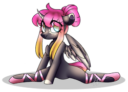 Size: 1732x1252 | Tagged: safe, artist:lynesssan, oc, oc only, oc:lucy, alicorn, pony, flexible, simple background, solo, splits, transparent background