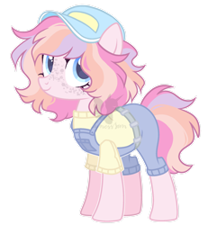 Size: 1920x1994 | Tagged: safe, artist:lynesssan, oc, oc only, oc:bubbles, pony, cap, clothes, female, hat, mare, overalls, shirt, simple background, solo, transparent background
