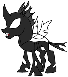 Size: 628x707 | Tagged: safe, artist:agdapl, oc, oc only, changeling, base, changeling oc, lineart, monochrome, simple background, solo, white background, white changeling