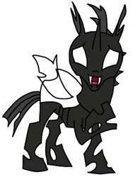 Size: 529x705 | Tagged: safe, artist:agdapl, oc, oc only, changeling, g4, base, changeling oc, lineart, monochrome, raised hoof, simple background, solo, white background, white changeling