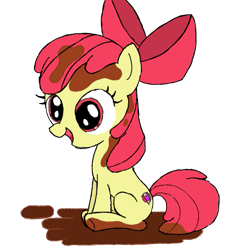 Size: 585x607 | Tagged: safe, artist:scootaloormayfly, apple bloom, earth pony, pony, g4, female, filly, mud, requested art, sitting, solo