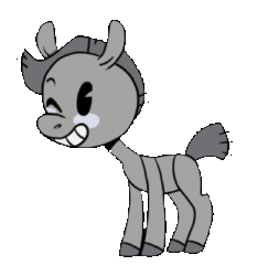 Size: 300x322 | Tagged: safe, artist:lavvythejackalope, oc, oc only, earth pony, pony, animated, colored hooves, earth pony oc, eyes closed, gif, grin, male, one eye closed, pac-man eyes, simple background, smiling, solo, stallion, style emulation, transparent background, wink