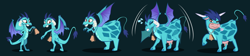 Size: 1200x271 | Tagged: safe, artist:magerblutooth, princess ember, cow, dragon, g4, angry, bell, cowbell, cowified, dragoness, eyes closed, female, flapping, gritted teeth, show accurate, simple background, snorting, solo, species swap, story included, sweat, sweatdrops, transformation, transformation sequence, udder, unwilling transformation