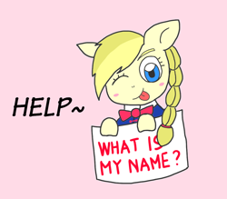 Size: 1040x910 | Tagged: safe, anonymous artist, oc, oc only, oc:polanna, pony, mascot, my little konwent, question, solo