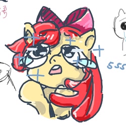 Size: 972x972 | Tagged: safe, artist:fisher80613322, apple bloom, earth pony, pony, g4, crying, female, filly, solo, tears of joy