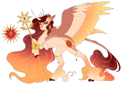 Size: 7092x4844 | Tagged: safe, artist:ohhoneybee, princess celestia, pony, g4, absurd resolution, alternate design, colored wings, multicolored wings, scepter, solo, wings