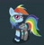 Size: 1368x1407 | Tagged: safe, artist:raritycangetit:), rainbow dash, cyborg, pegasus, pony, g4, clothes, eye scar, female, looking at you, mare, scar, simple background, solo