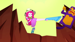 Size: 1920x1080 | Tagged: safe, screencap, pinkie pie, equestria girls, g4, my little pony equestria girls: summertime shorts, the canterlot movie club, kicking, solo