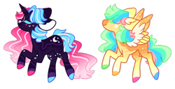 Size: 788x399 | Tagged: safe, artist:nelliemuffin, oc, oc only, pegasus, pony, unicorn, female, mare, simple background, transparent background
