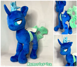 Size: 1024x882 | Tagged: safe, artist:memories-ice, oc, oc only, oc:sektiss, changeling, blue changeling, cute, deviantart watermark, horn, irl, obtrusive watermark, photo, plushie, watermark, wings