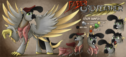 Size: 1750x799 | Tagged: safe, artist:jamescorck, oc, oc only, oc:faber greyfeather, hippogriff, male, reference sheet, solo