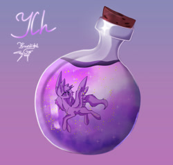Size: 2000x1900 | Tagged: safe, artist:jsunlight, oc, oc only, alicorn, earth pony, pegasus, pony, unicorn, commission, digital art, pony in a bottle, solo, ych sketch, your character here