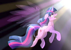 Size: 4961x3508 | Tagged: safe, artist:enviaart, twilight sparkle, alicorn, pony, g4, crying, immortality blues, open mouth, remembrance, solo, twilight sparkle (alicorn), wings