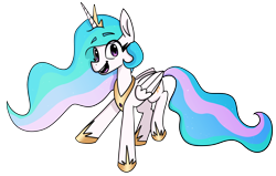 Size: 3398x2160 | Tagged: safe, artist:dark shadow, princess celestia, alicorn, pony, g4, high res, looking at you, open mouth, open smile, raised hoof, simple background, smiling, solo, transparent background