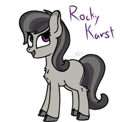 Size: 768x768 | Tagged: safe, artist:soctavia, oc, oc only, oc:rocky karst, earth pony, hybrid, kirin, pony, blank flank, chest fluff, cloven hooves, cute, cute little fangs, fangs, female, happy, mare, simple background, solo, transparent background