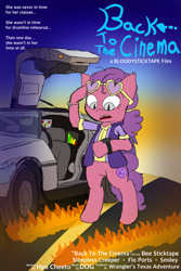 Size: 2000x3000 | Tagged: safe, artist:bloodysticktape, oc, oc:beetard, bat pony, pony, back to the future, high res, movie poster